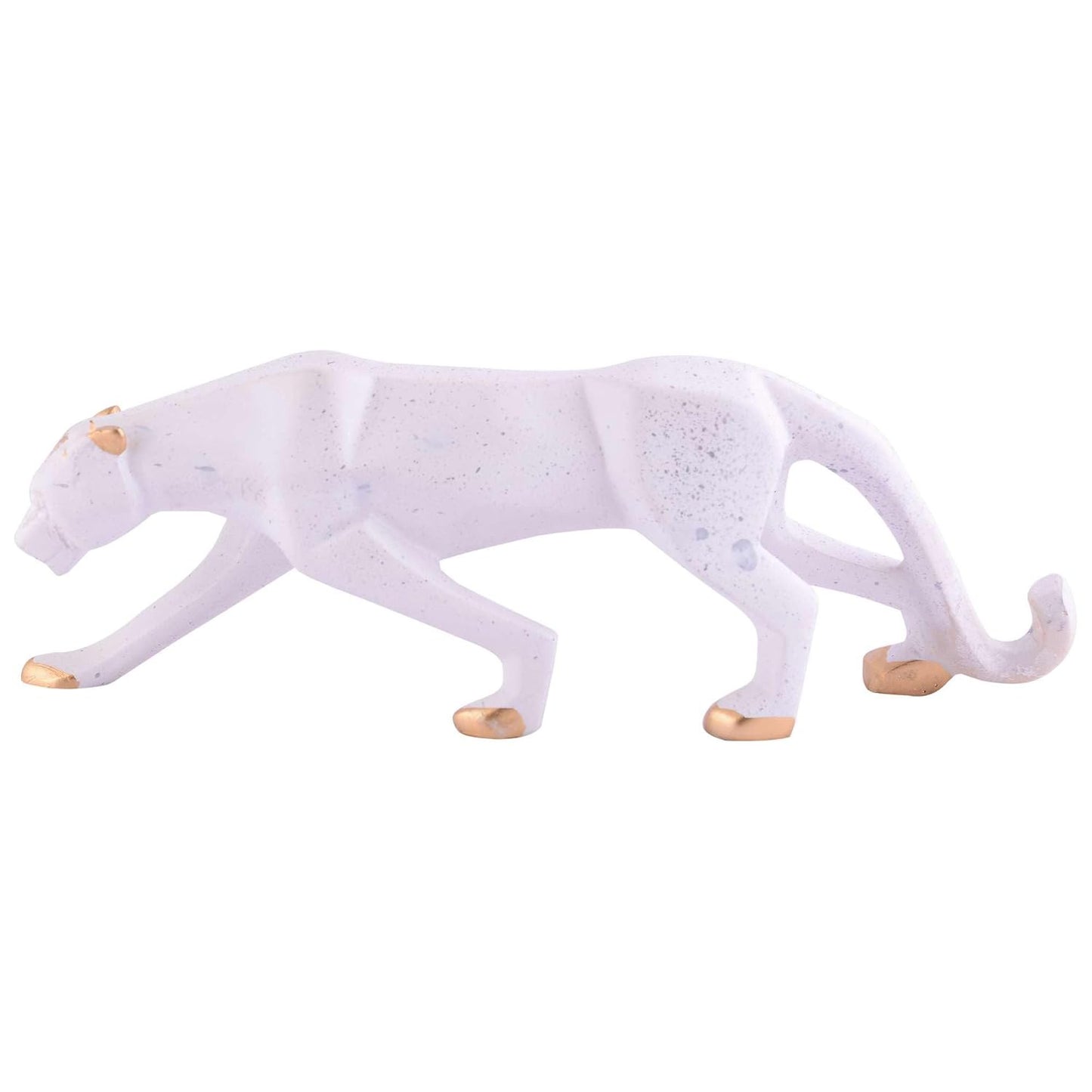 Grabityour White Golden Panther Animal Showpiece Antique Sculpture for Home Decor Showpiece Figurine