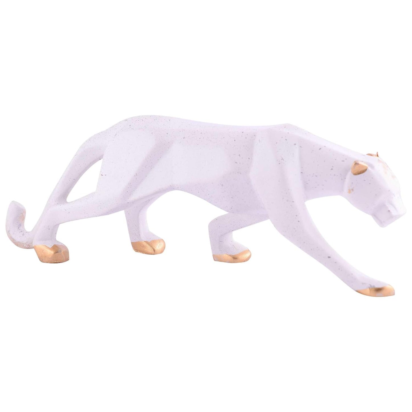 Grabityour White Golden Panther Animal Showpiece Antique Sculpture for Home Decor Showpiece Figurine