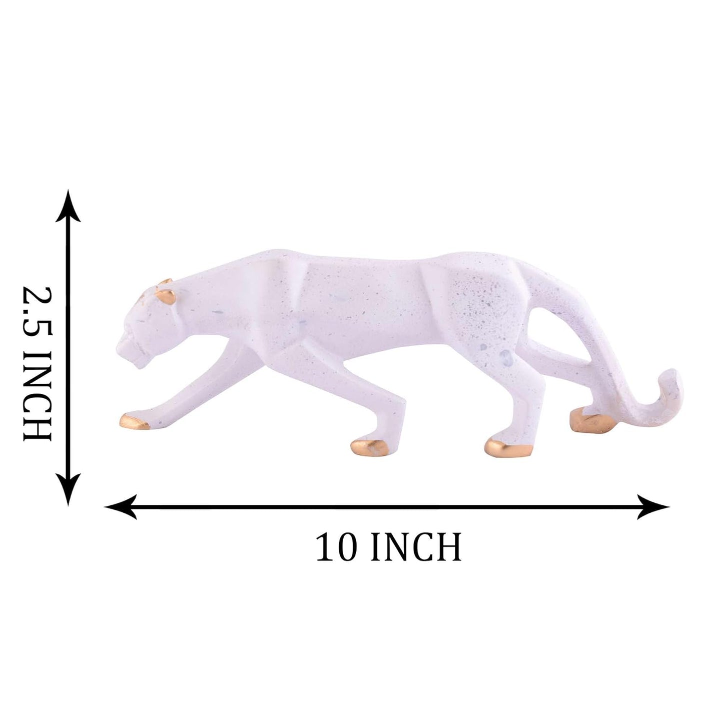 Grabityour White Golden Panther Animal Showpiece Antique Sculpture for Home Decor Showpiece Figurine