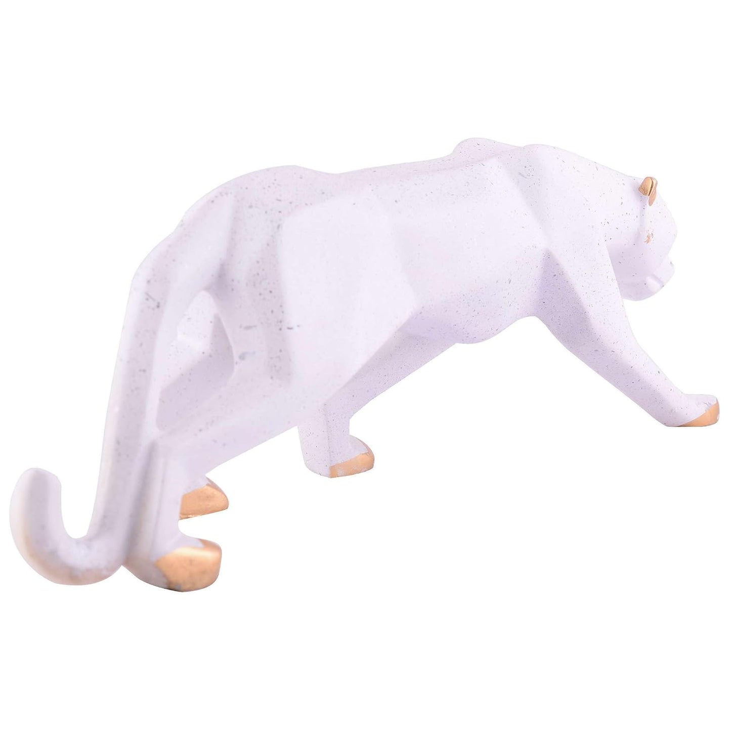 Grabityour White Golden Panther Animal Showpiece Antique Sculpture for Home Decor Showpiece Figurine