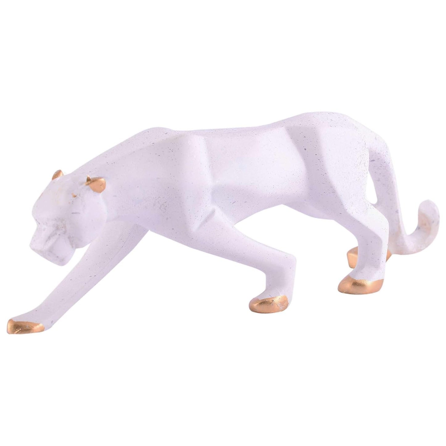 Grabityour White Golden Panther Animal Showpiece Antique Sculpture for Home Decor Showpiece Figurine