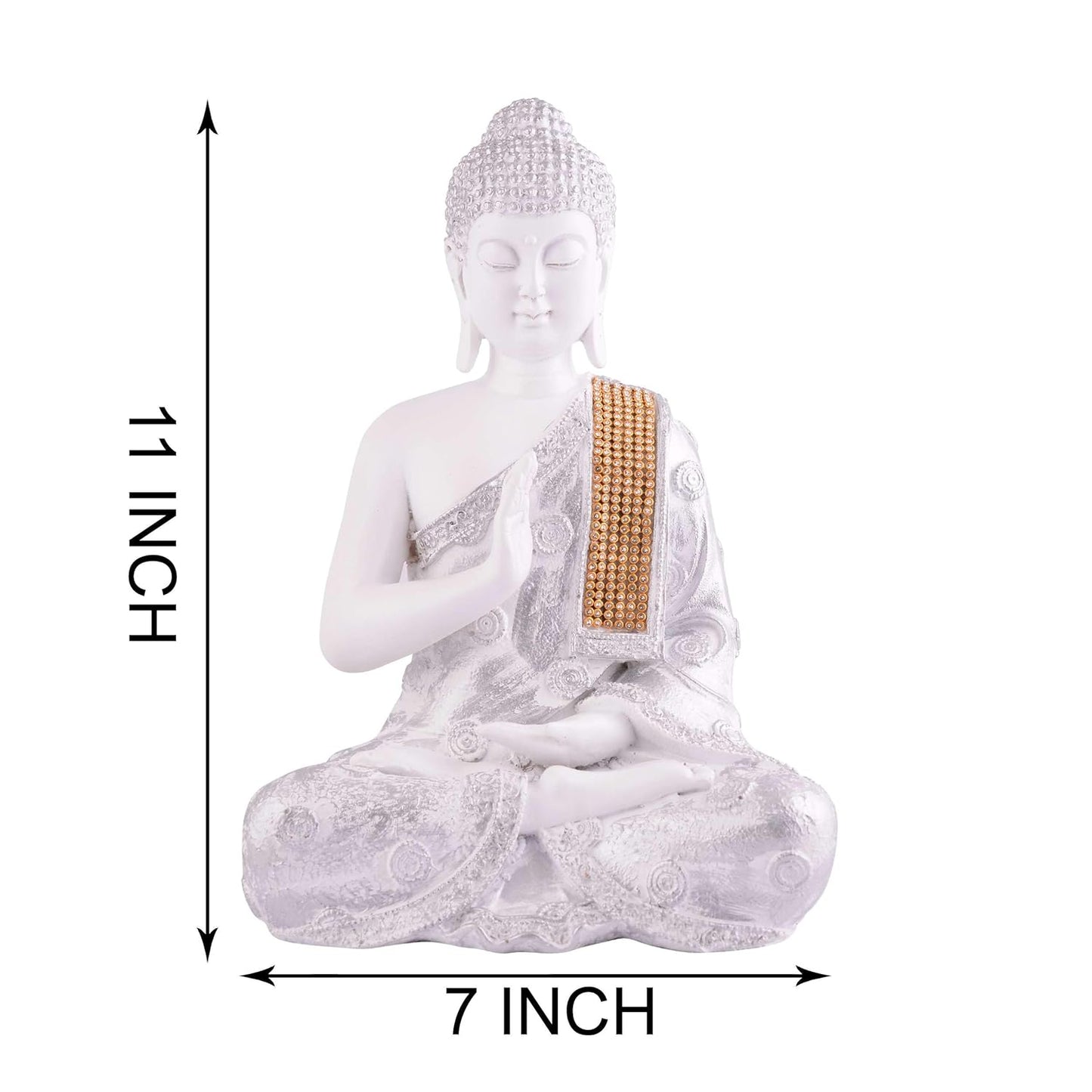 Gautam Buddha Statue Showpiece White Idol Figurine for Feng Sui, Vastu, Home Decor, Office, Diwali, Gifting, Living Room, Bedroom, Study Table