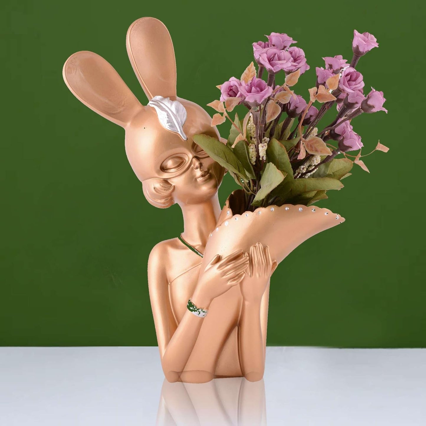 Decorative Flower Vases showpiece for Living Room, Bedroom, Kitchen, Dining Room, Office Decoration Home Decor 14 Inch(Peach)