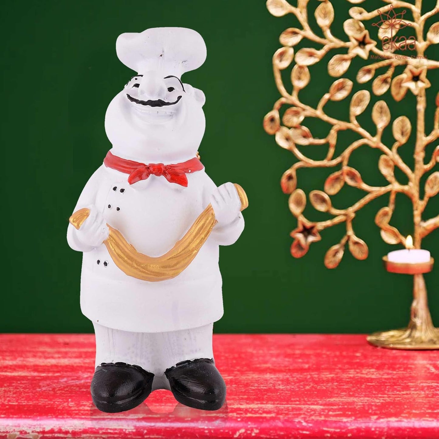 Grabityour Resin Cute Chef Showpiece Miniature Statue for Kitchen Decoration Figurine for Home Decor, Dining Room, Living Room, Bedroom, Office, Gift (White)