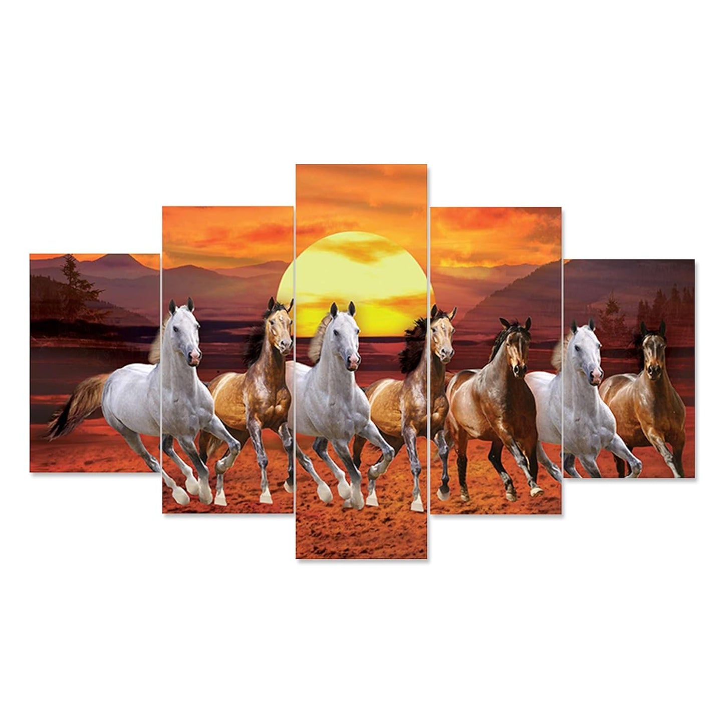 Grabityour Retail Set of Five MDF Framed 3D Wall Painting for Home Decoration, Big Size Painting for Living Room, Bedroom (17x30 inches)