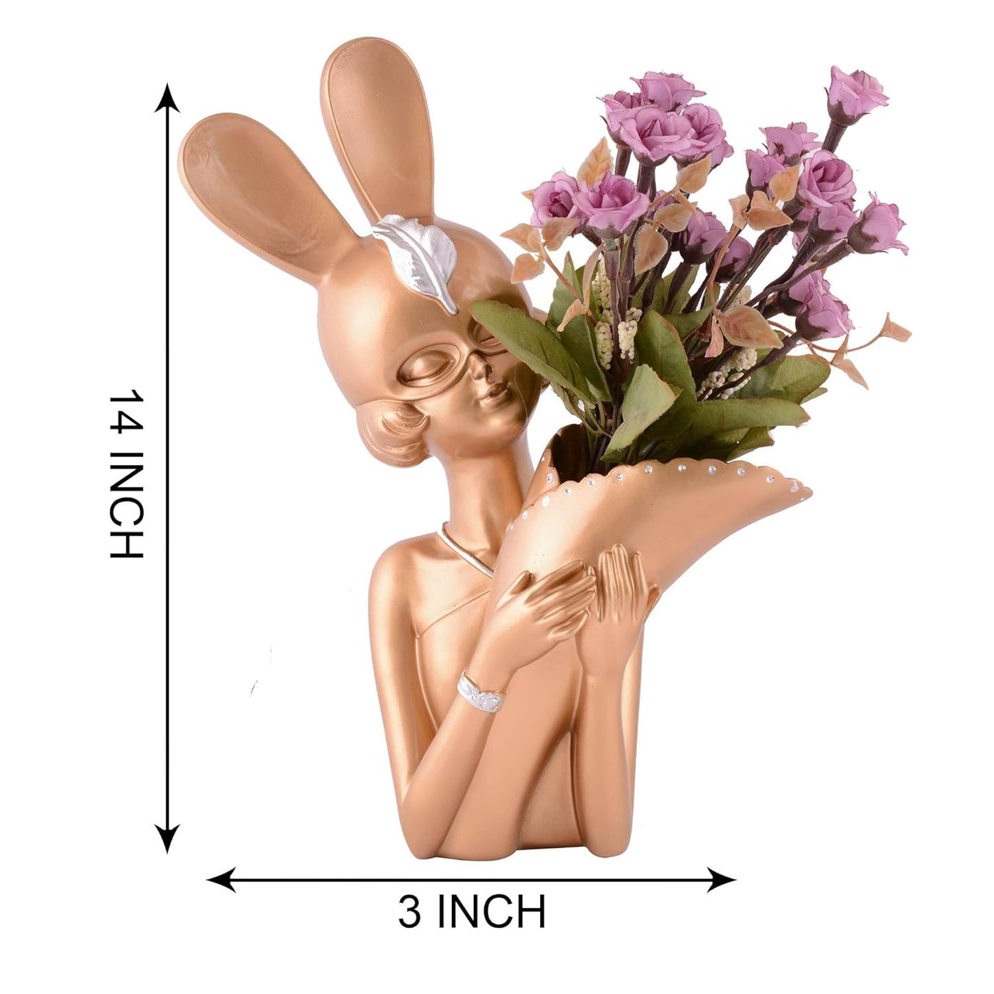 Decorative Flower Vases showpiece for Living Room, Bedroom, Kitchen, Dining Room, Office Decoration Home Decor 14 Inch(Peach)