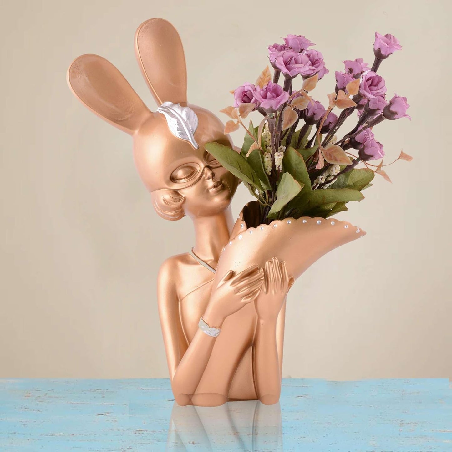 Decorative Flower Vases showpiece for Living Room, Bedroom, Kitchen, Dining Room, Office Decoration Home Decor 14 Inch(Peach)