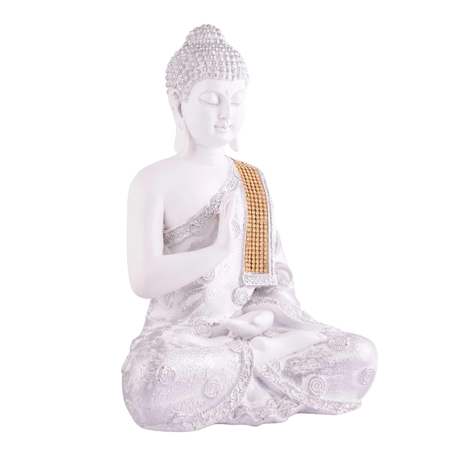 Gautam Buddha Statue Showpiece White Idol Figurine for Feng Sui, Vastu, Home Decor, Office, Diwali, Gifting, Living Room, Bedroom, Study Table