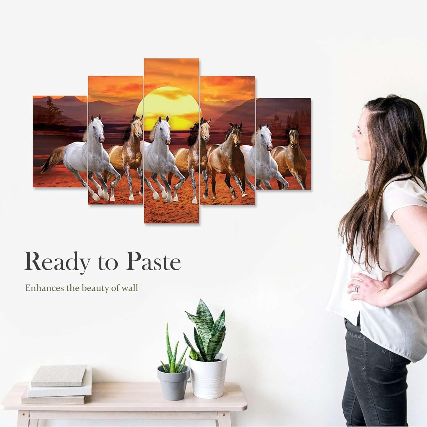 Grabityour Retail Set of Five MDF Framed 3D Wall Painting for Home Decoration, Big Size Painting for Living Room, Bedroom (17x30 inches)