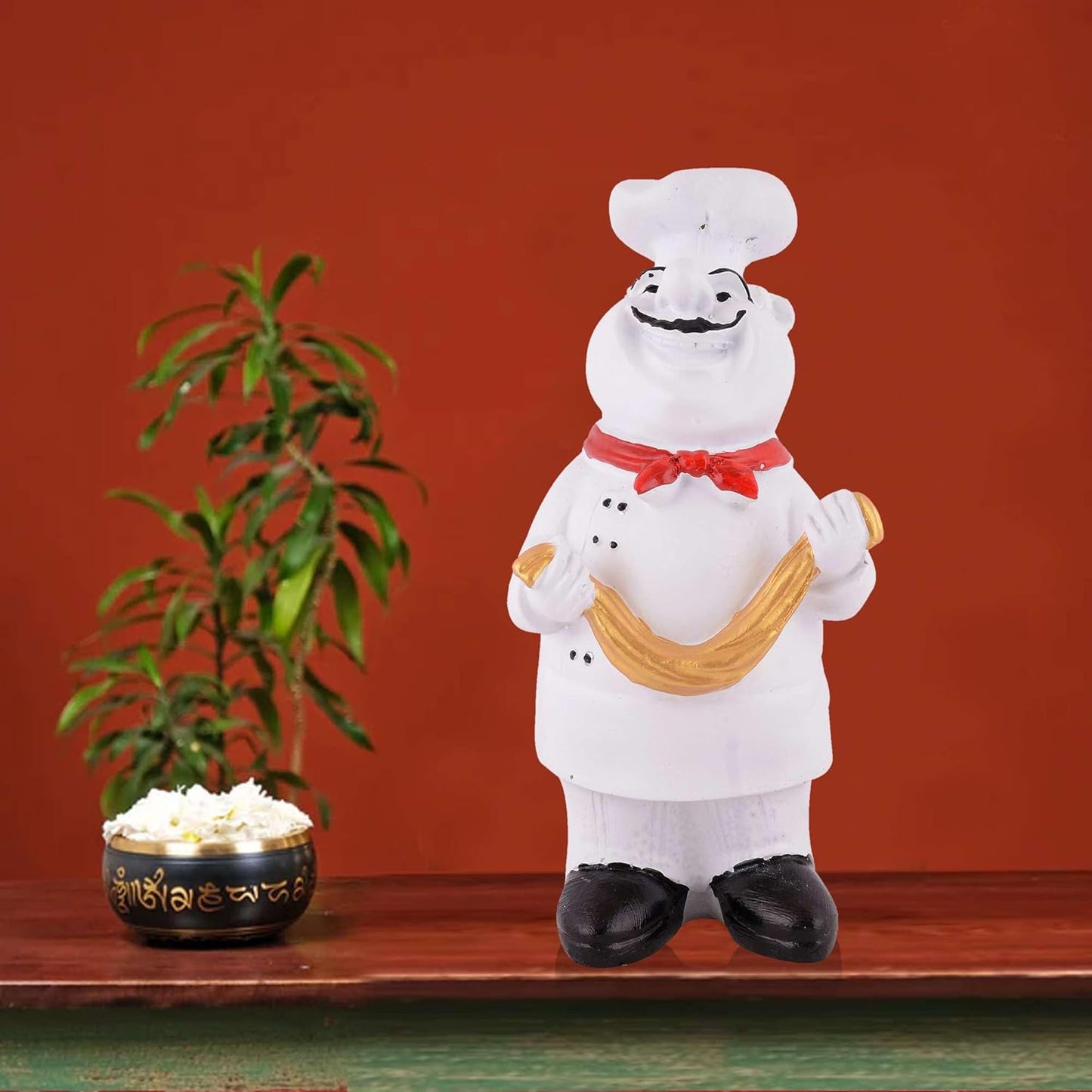 Grabityour Resin Cute Chef Showpiece Miniature Statue for Kitchen Decoration Figurine for Home Decor, Dining Room, Living Room, Bedroom, Office, Gift (White)