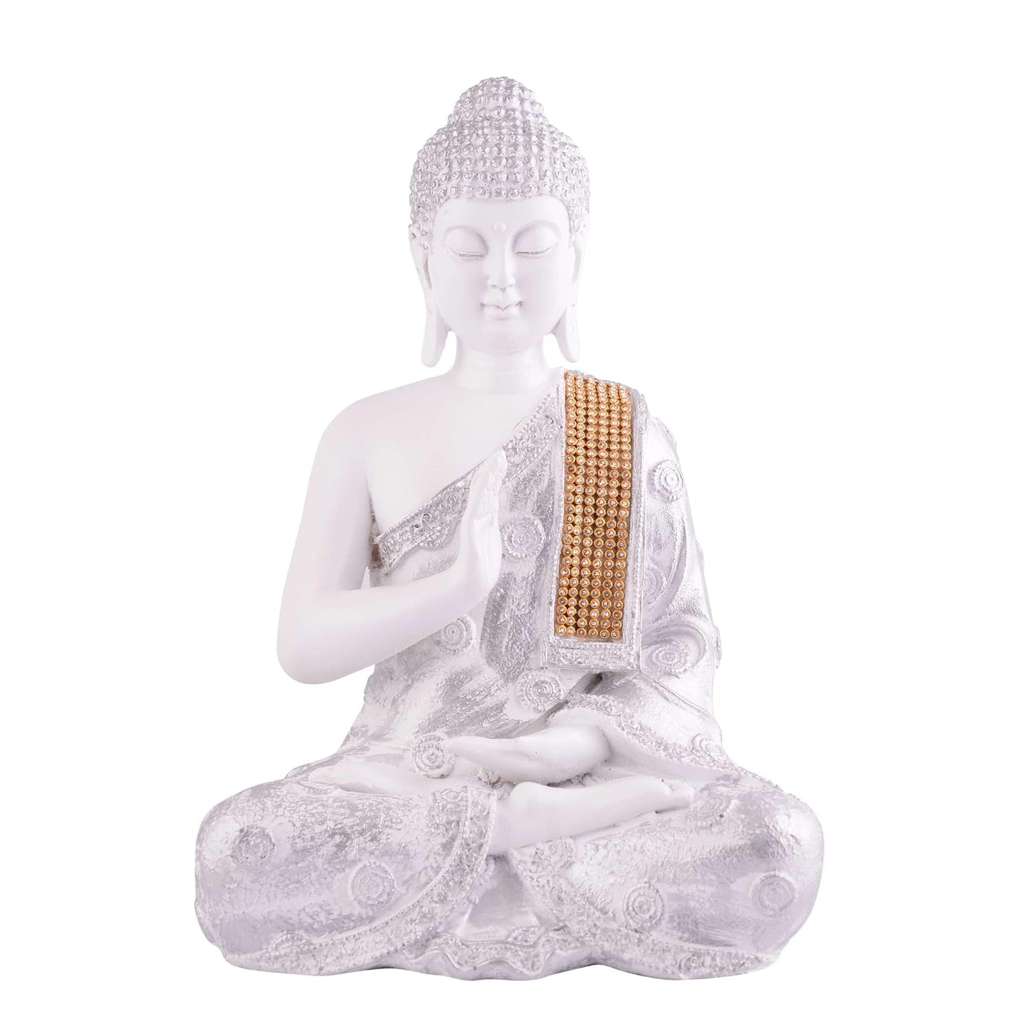 Gautam Buddha Statue Showpiece White Idol Figurine for Feng Sui, Vastu, Home Decor, Office, Diwali, Gifting, Living Room, Bedroom, Study Table