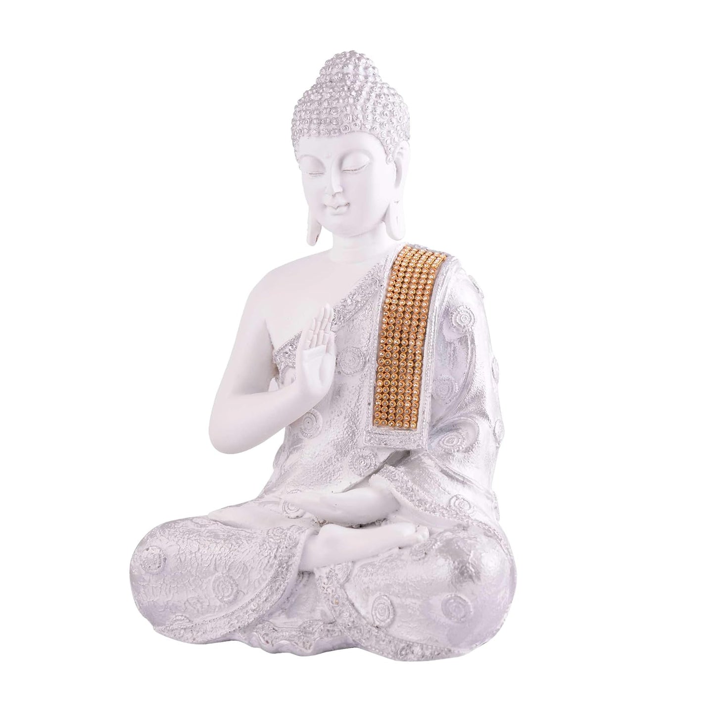 Gautam Buddha Statue Showpiece White Idol Figurine for Feng Sui, Vastu, Home Decor, Office, Diwali, Gifting, Living Room, Bedroom, Study Table