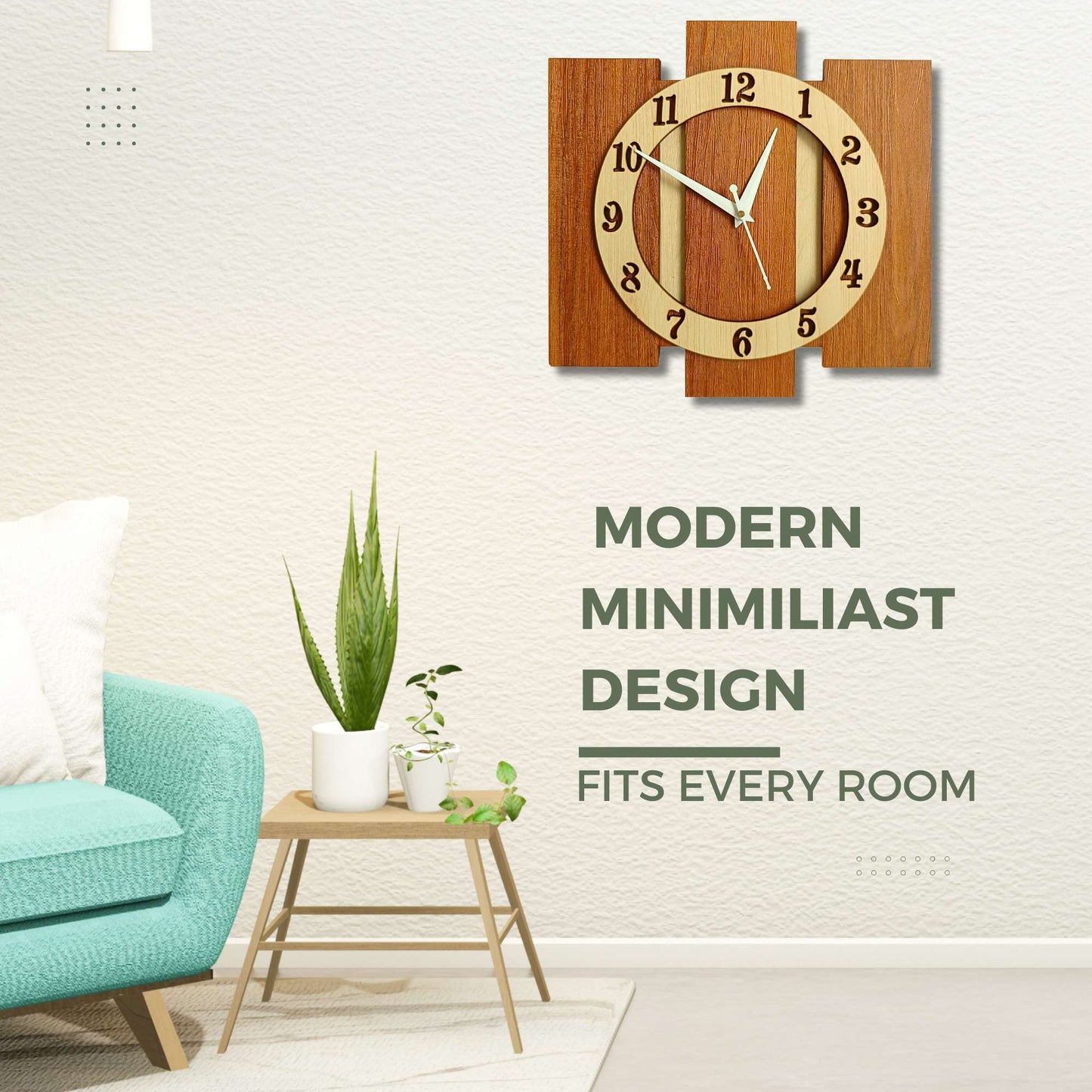 Wooden Silent Non-Ticking Wall Clock for Home Stylish Latest Designer Wall Clock for Home Living Room Bedroom Office Hall