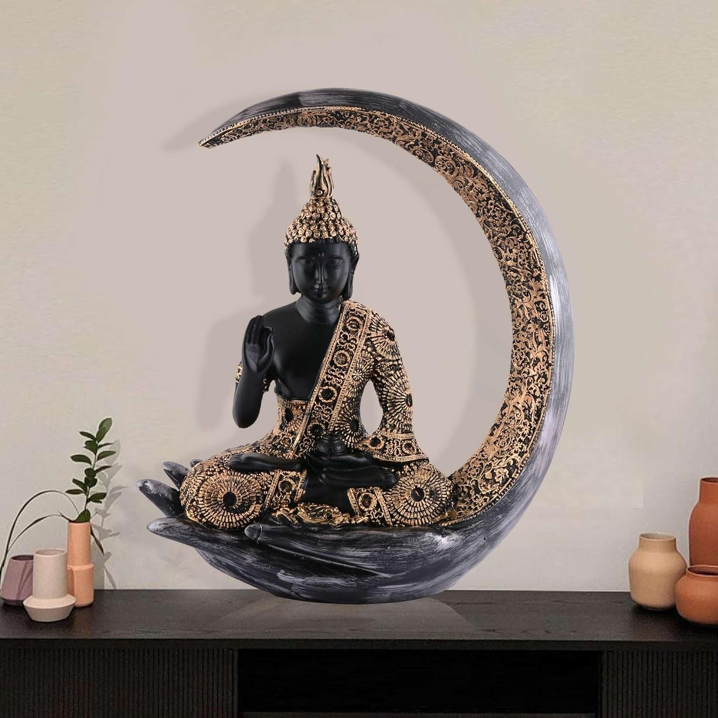 Gautam Buddha Statue Black Showpiece Idol Figurine for Feng Sui, Vastu, Home Decor, Office, Diwali, Gifting, Living Room, Bedroom, Study Table