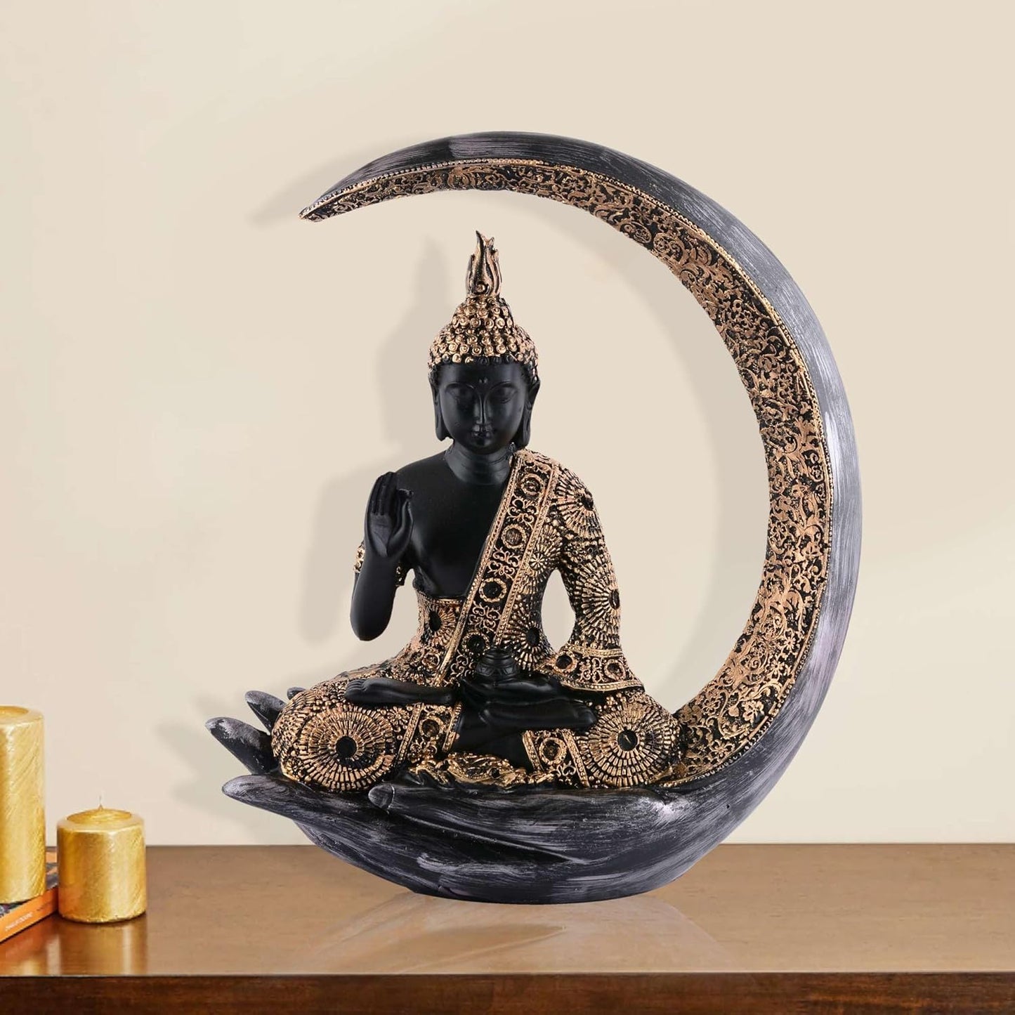 Gautam Buddha Statue Black Showpiece Idol Figurine for Feng Sui, Vastu, Home Decor, Office, Diwali, Gifting, Living Room, Bedroom, Study Table